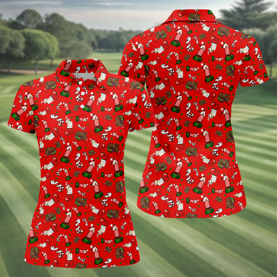 Funny Christmas Women's Golf Tops, Funny Dirty Red Golf Shirt, Christmas Golf Shirt, Golfing Apparel