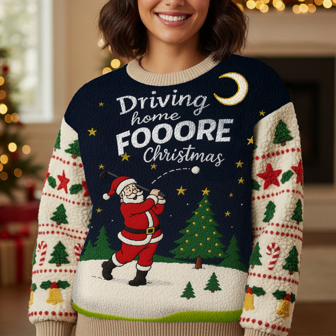 Driving Home Fore Christmas Golf Ugly Sweater, Christmas Golf Shirt, Golf Sweater