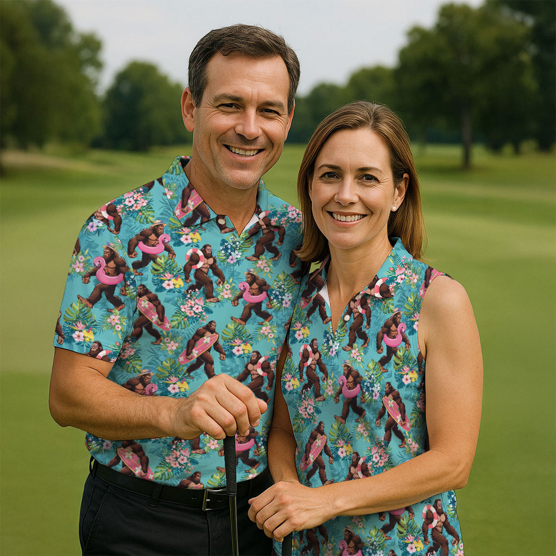 Funny Bigfoot Golf Shirt, Cute Golf Outfit, Mens Golf Polo, Golf Shirts For Men