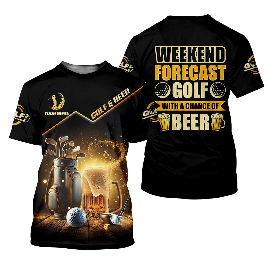 Golf And Beer Custom Men's Golf Polo Shirt, Beer Golf Shirt, Gift For Golfers