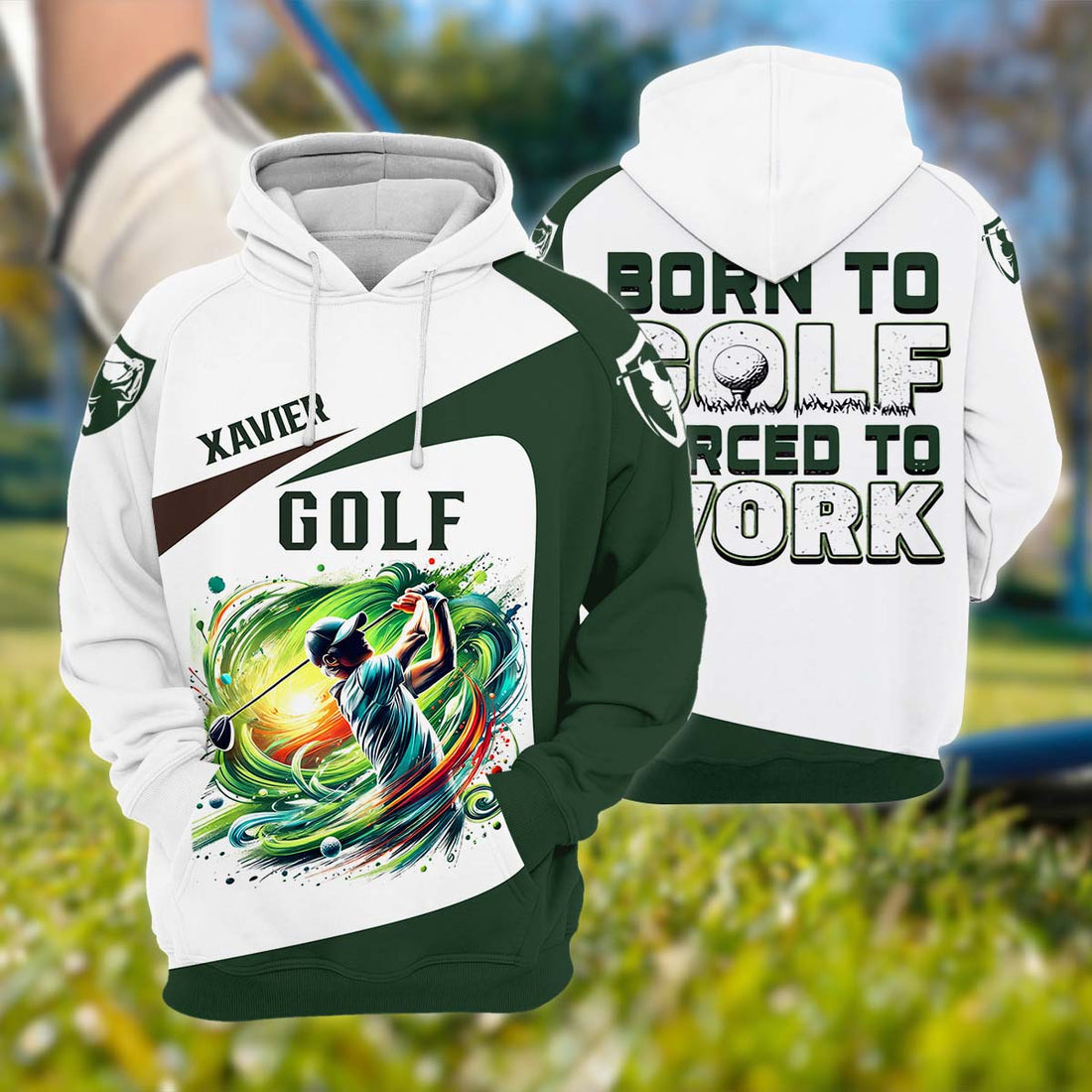 Born To Golf Forced To Work, Personalized Golf Shirt, Unique Gift For Golfer, Funny Golf Polo Shirt