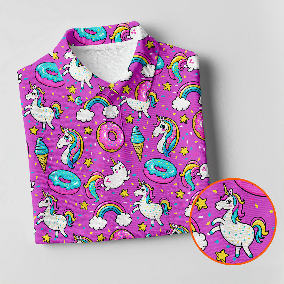 Funny Pink Donut Unicorn Women Golf Shirts, Ladies Golf Shirt, Women Sleeveless Polo Shirt