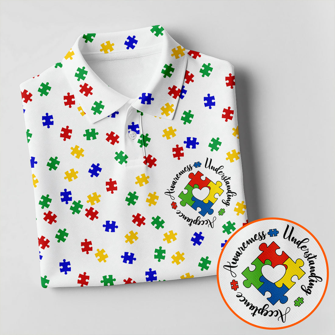 Awareness Understanding Acceptance Autism Puzzle Golf Shirt For Women, Ladies Golf Polos