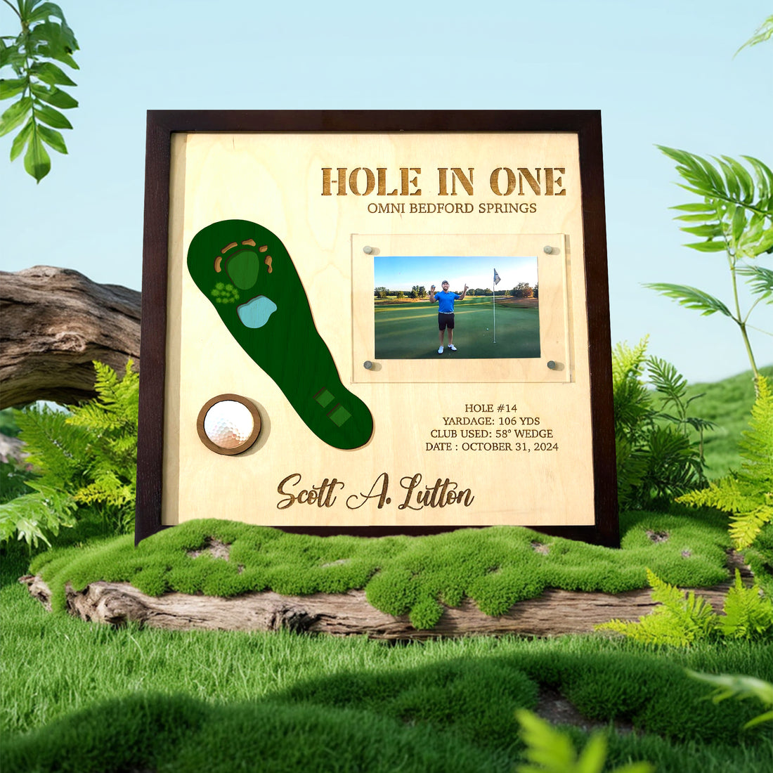 Hole in One Custom Golf Course Map, Golf Wood Sign, Golf Decor, Gift For Golfer