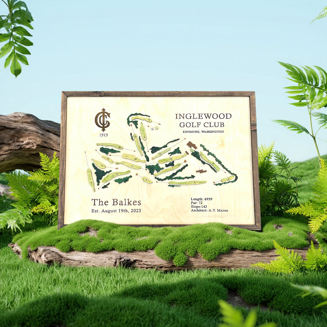 Custom Golf Course Map, Golf Wood Sign, Golf Art, Gift For Golfer