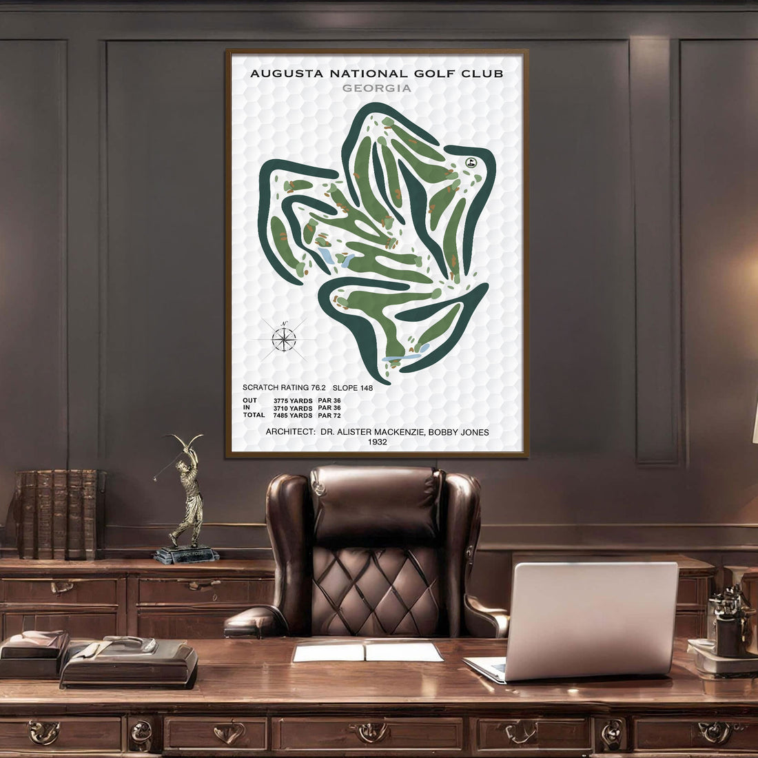 Golf Ball Pattern Custom Golf Course Map Canvas, Golf Decor, Gift For Golfer