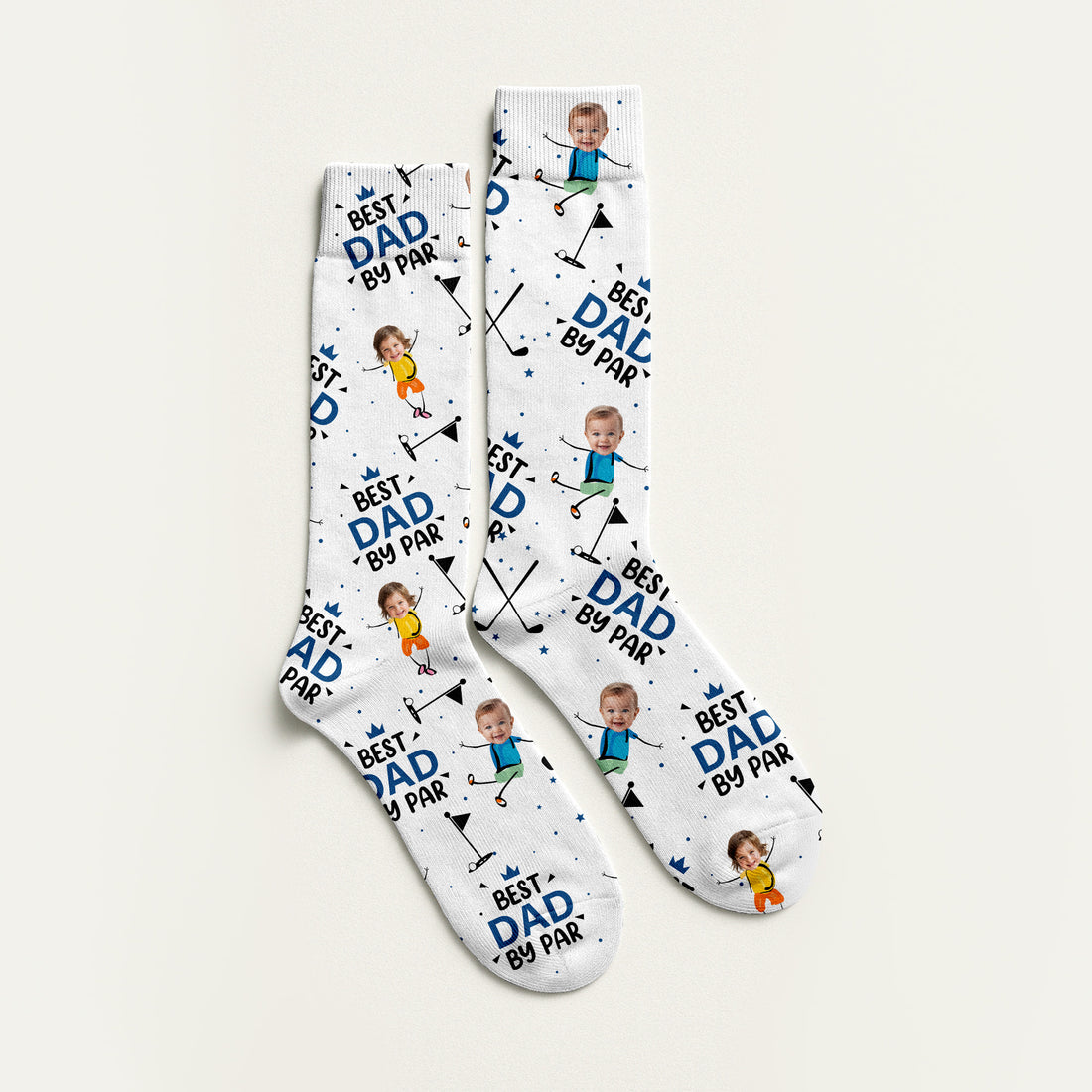Best Dad By Par Custom Face Socks, Fun Socks For Men, Dad Golf Gift, Christmas Golf Gift