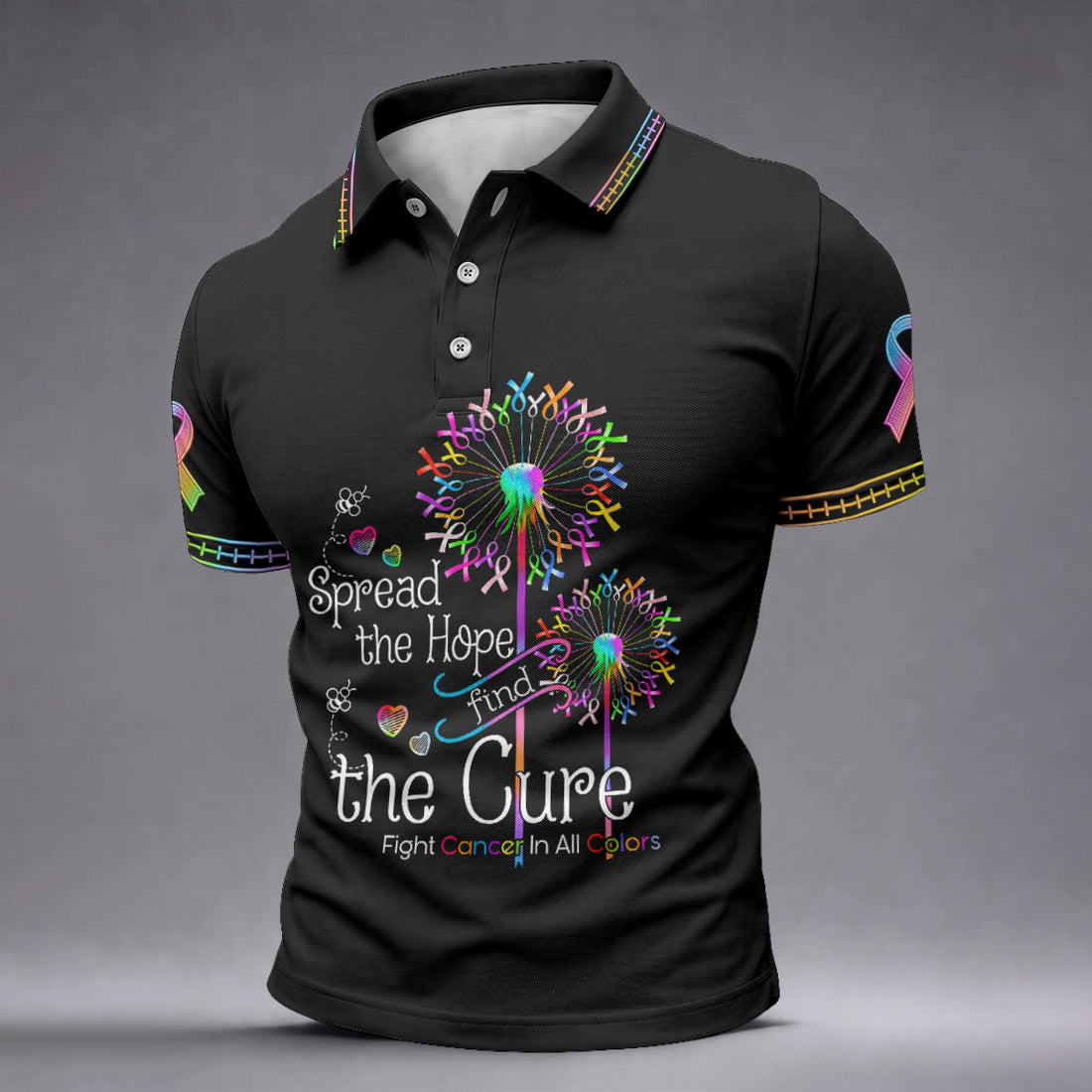 Spread The Hope Find The Cure Cancer Awareness Golf Polo Shirt, Golf Shirts For Men