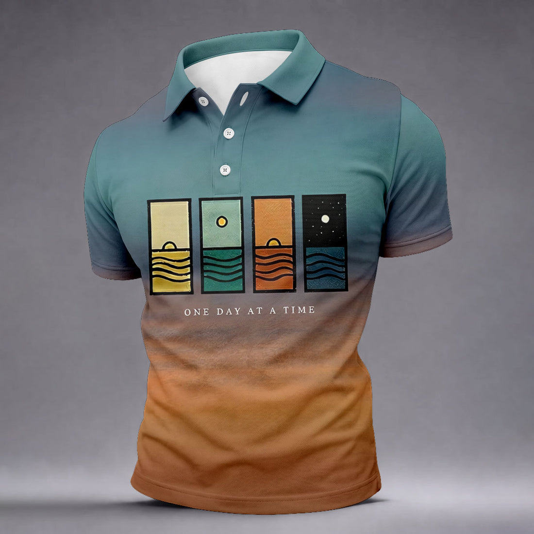 One Day At A Time Mental Health Suicide Prevention Abstract Mens Golf Polo, Golf Polo Shirts For Men