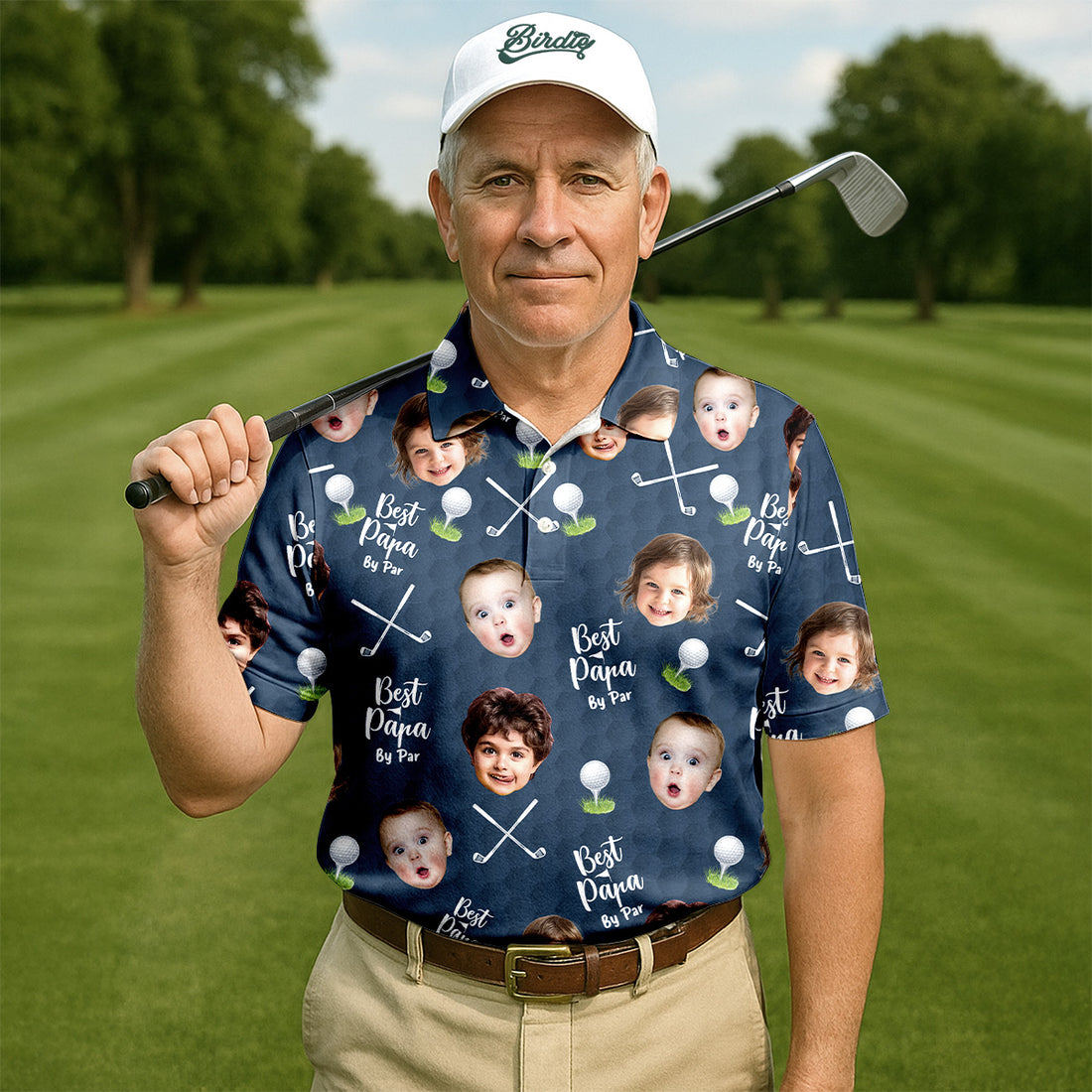 Best Papa By Par Custom Photo Golf Shirt, Funny Golf Shirt, Christmas Golf Gift