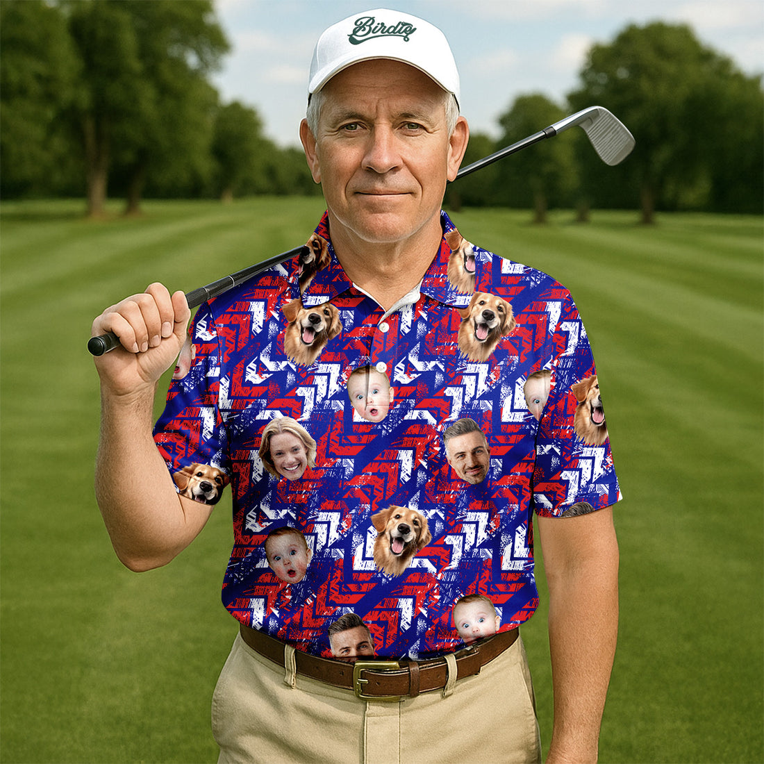 4th Of July Independence Day Custom Face Shirts, Men's Golf Polo Shirt, Patriotic Golf Shirt, USA Golf Shirt