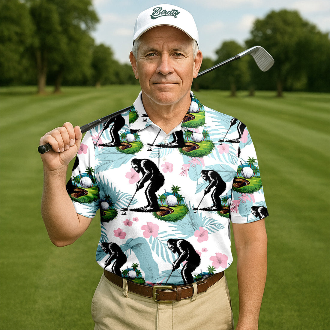Bigfoot Shirt, Sasquatch Golf Shirt, Hawaiian Golf Shirts, Matching Golf Shirts, Golf Shirts For Men