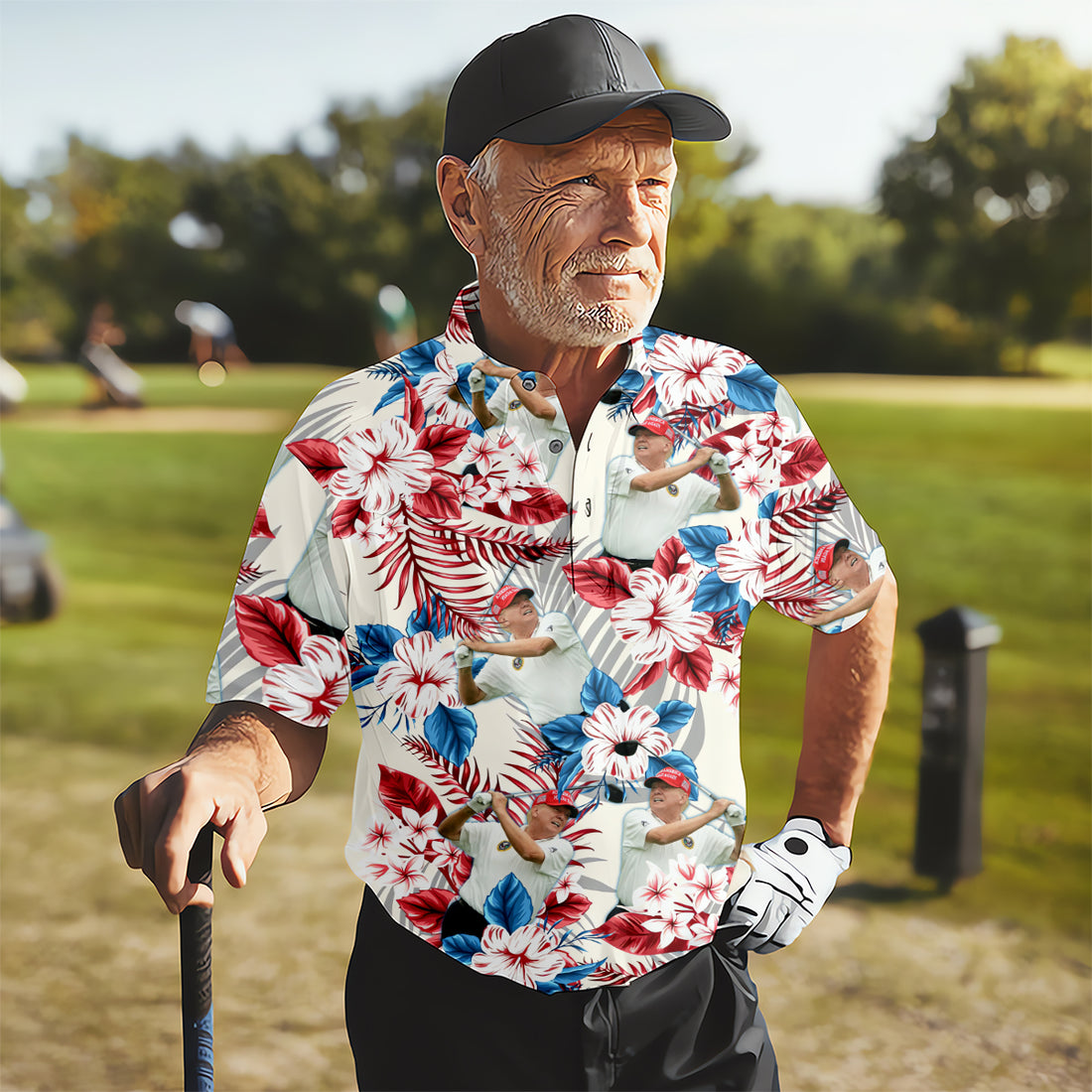 Custom Face Golf Polo Shirt, Funny Trump Shirt, Christmas Golf Gift