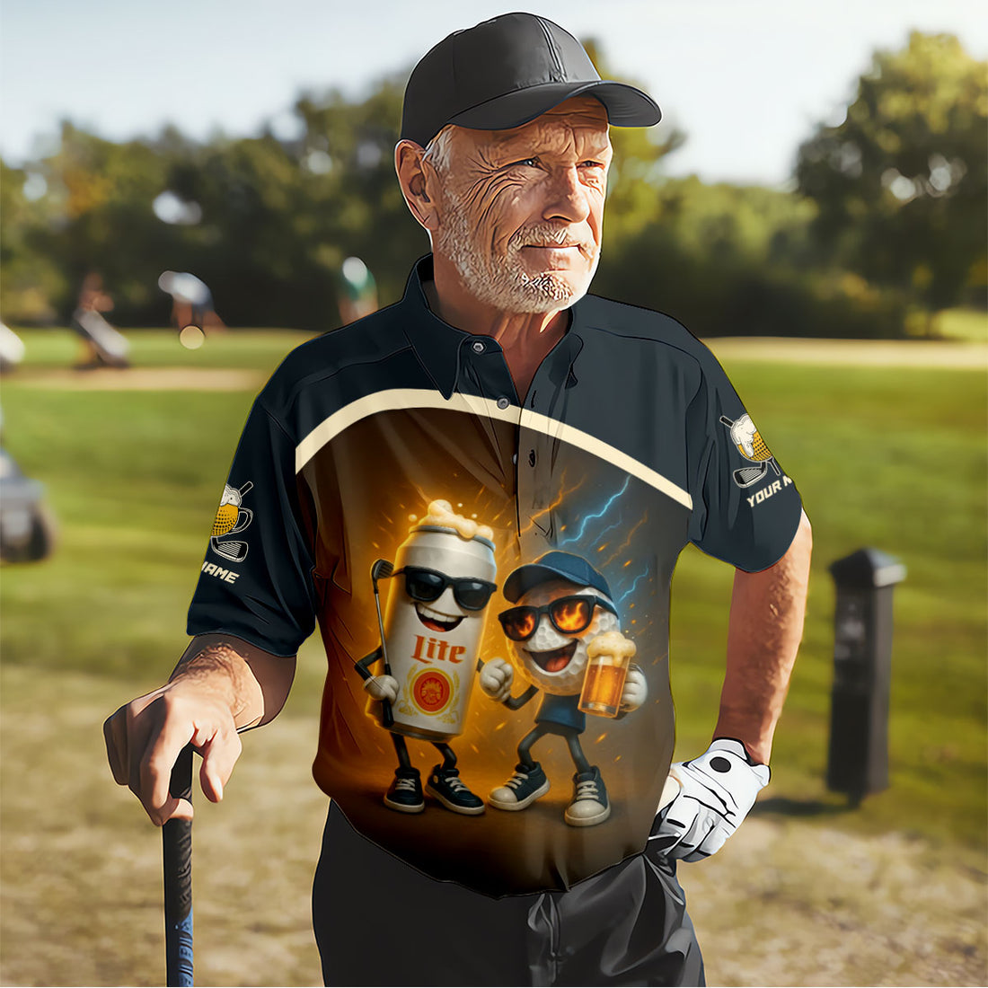 Funny Golf And Beer Custom Polos For Men, Dad Golf Gift, Golfing Apparel, Mens Polo Shirts