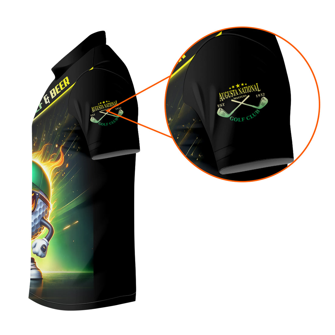 Golf And Beer Augusta Custom Men's Golf Polo Shirt, Golfing Apparel, Mens Golf Gift, Funny Golf Polo Shirt