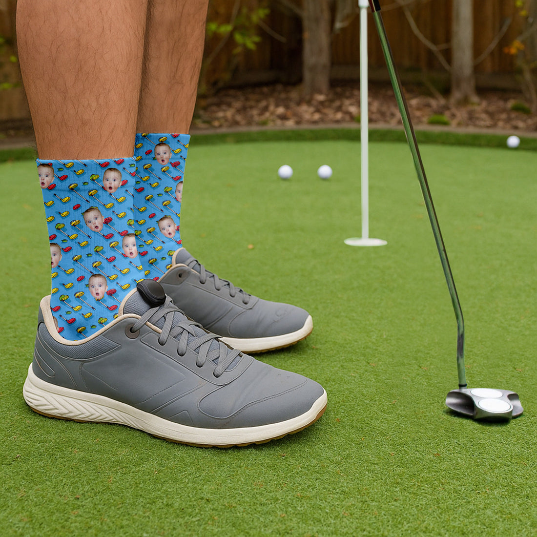 Socks With Faces, Fun Socks For Men, Christmas Golf Gift, Golf Gift For Dad