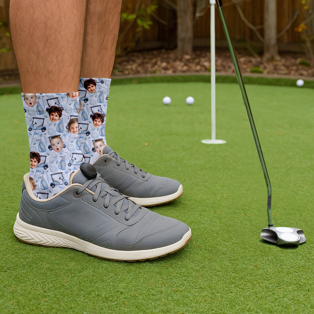 Custom Kid Face Socks, Fun Socks For Men, Christmas Golf Gift, Golf Gifts For Dad