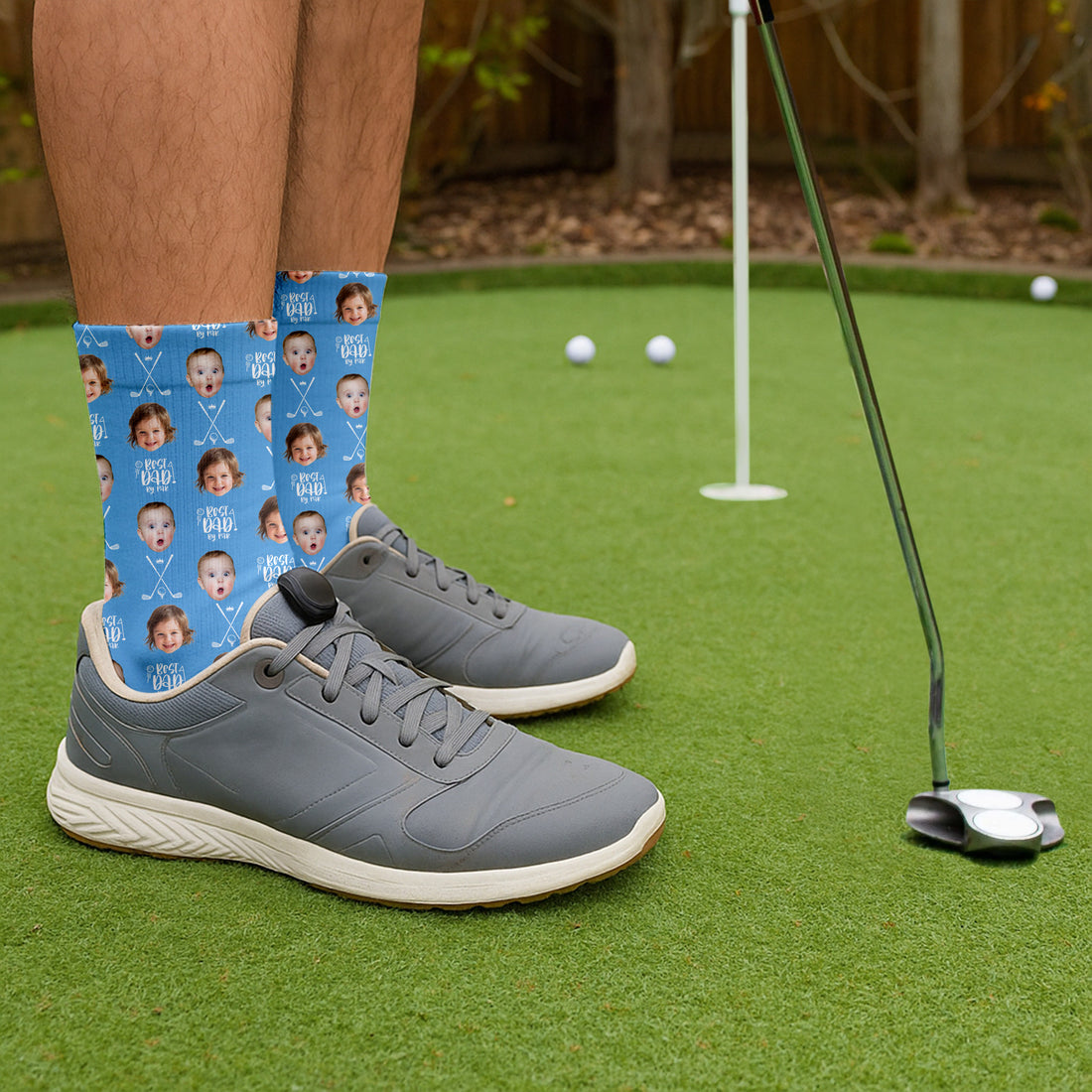 Best Dad By Par Custom Face Kids Photo, Funny Golf Socks, Fun Socks For Men, Dad Golf Gift