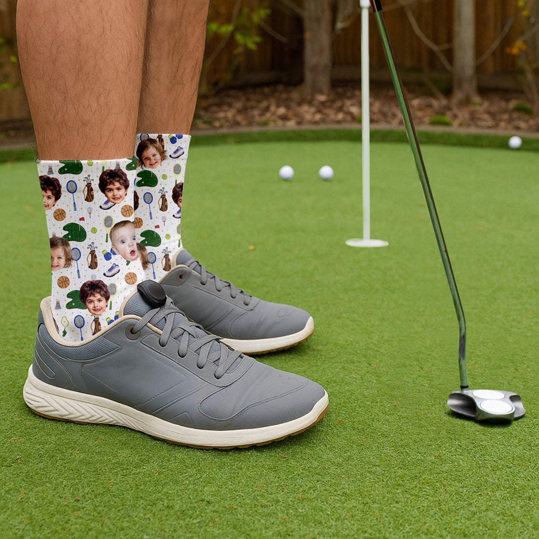 Custom Face Socks, Funny Golf Socks For Dad, Christmas Golf Gift