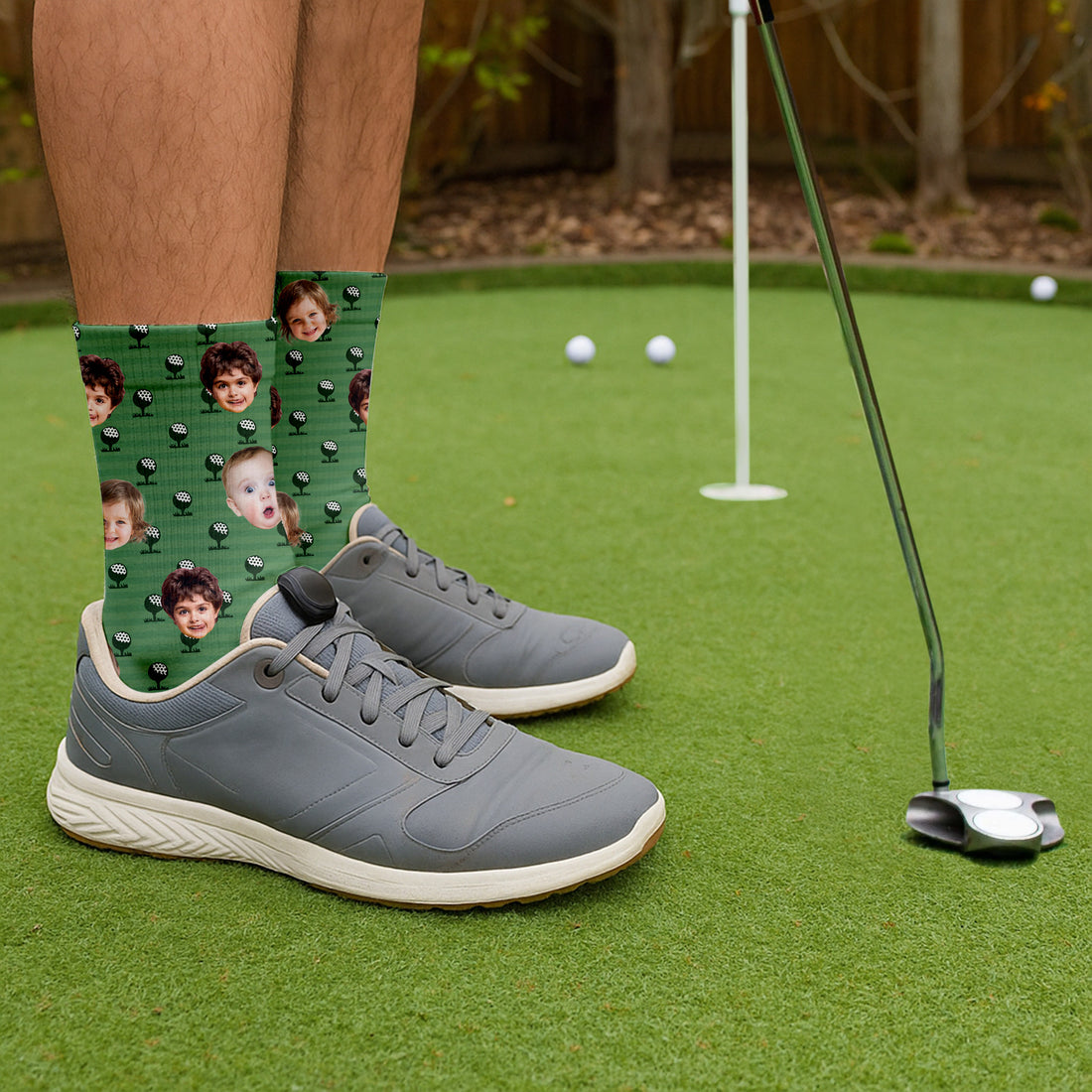 Custom Face Socks, Custom Photo Socks, Funny Golf Socks For Dad, Christmas Golf Gift