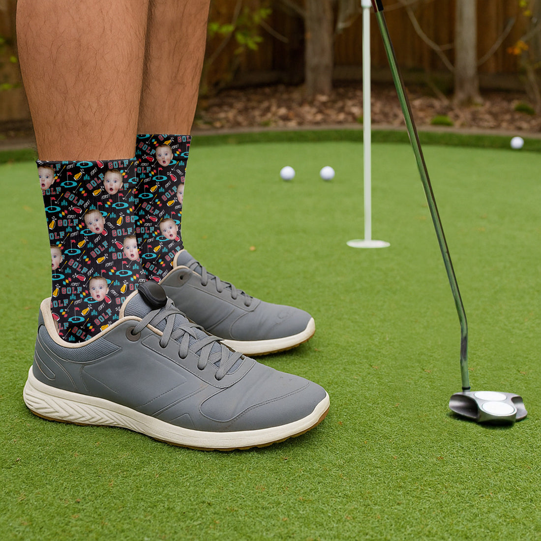 Custom Photo Socks, Fun Golf Sock, Christmas Golf Gift, Gifts For The Golfing Dad