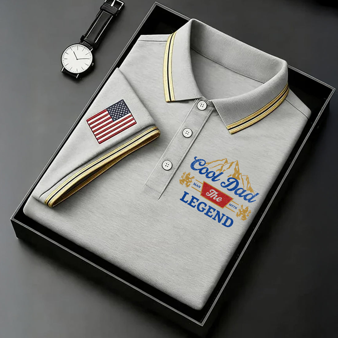 Cool Dad The Men The Myth The Legend Father's Day Golf Shirt, Golf Gift For Dad