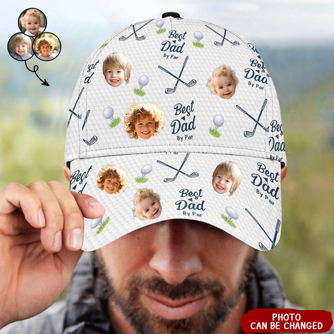 Best Dad By Par Custom Photo Golf Cap, Dad Hat, Dad Golf Gift