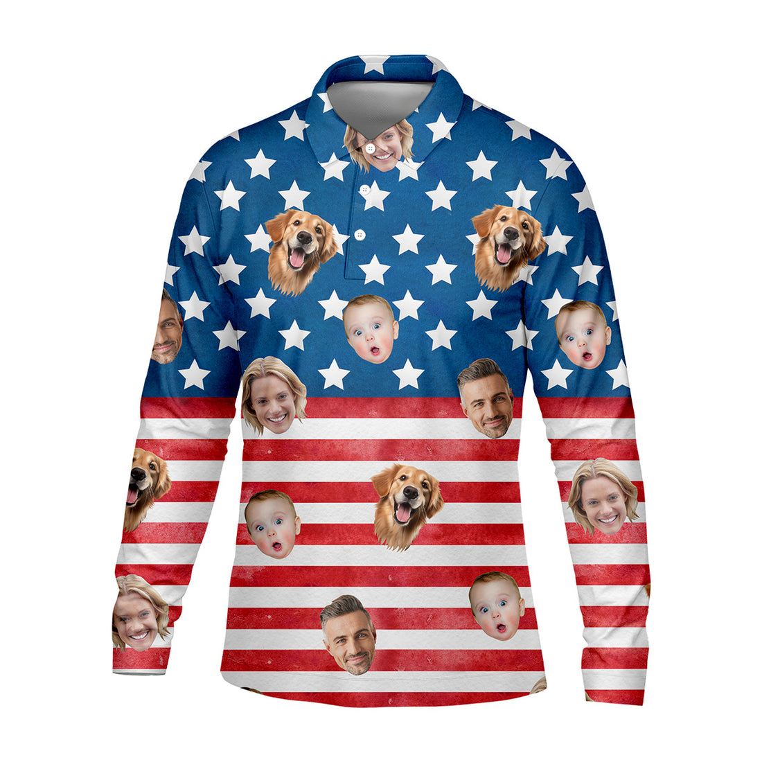 4th Of July Golf Polo, Custom Shirts With Faces, Men's Golf Polo Shirt, Funny Fourth Of July Shirts