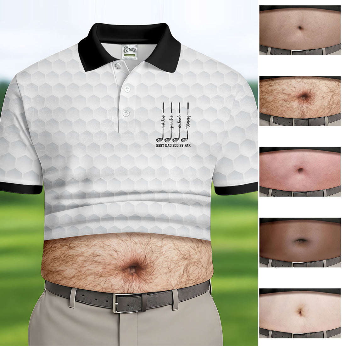 Best Dad Bod By Par White Men's Funny Golf Polo Shirts, Father's Day Golf Shirt, Golf Gift For Dad