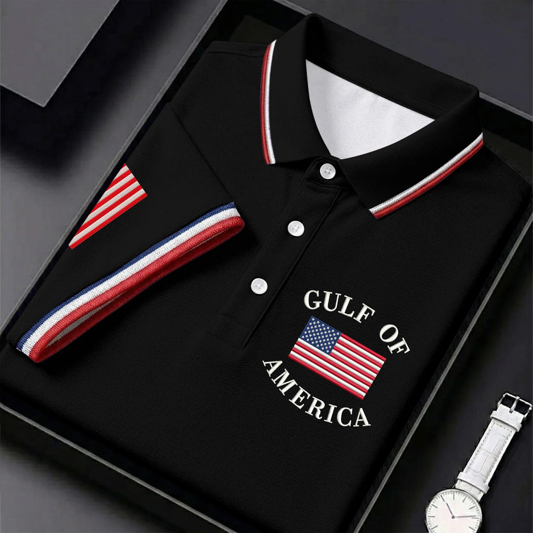 Gulf Of America Patriotic Golf Shirt, 4th Of July Golf Shirt, 250 Years Polo Shirts For Men