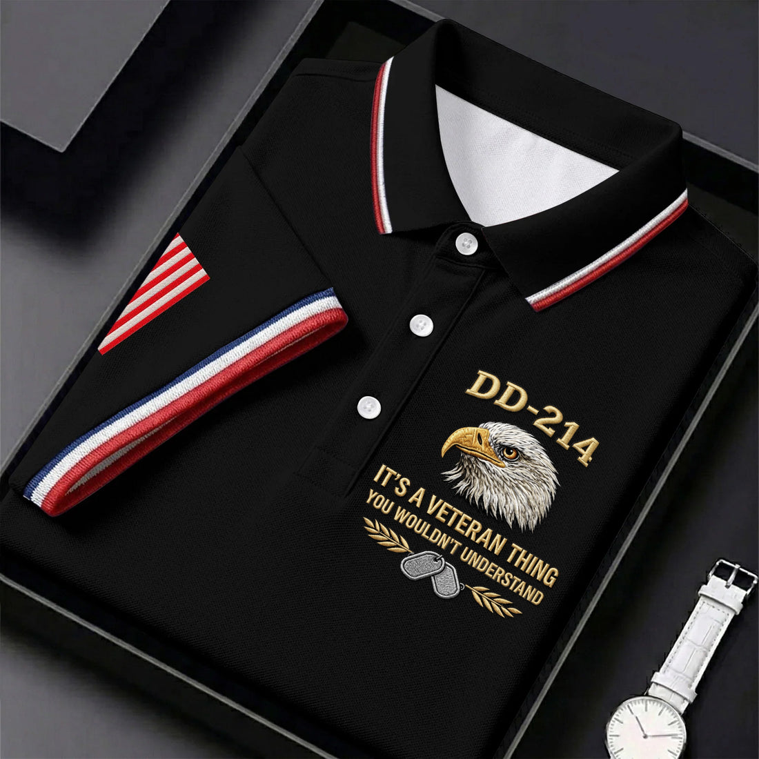 DD 214 Veteran Memorial Patriotic 4th Of July Golf Shirt, 250 Years Polo Shirts For Men
