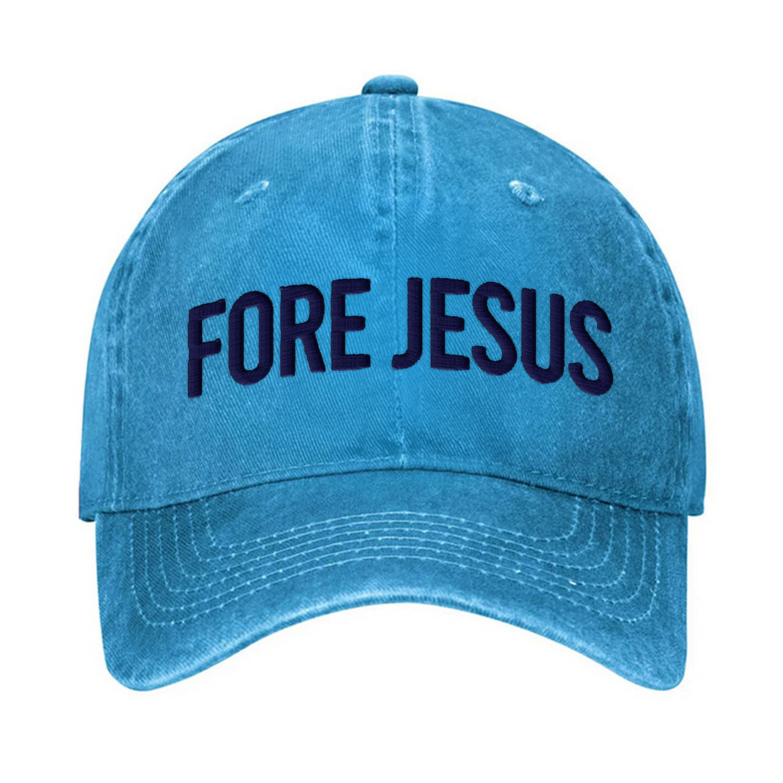 Fore Jesus Navy Embroidered Baseball Cap, Funny Dad Hat, Christmas Golf Gift