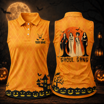 Custom Ghoul Gang Horror Character Halloween Polo Shirt, Womens Golf Tops, Ladies Golf Top