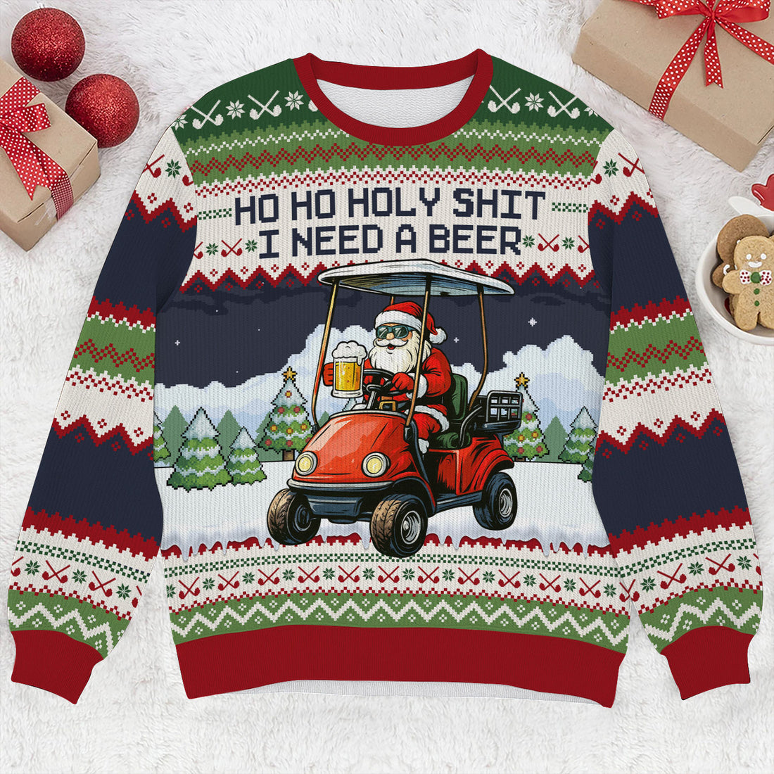 Ho Ho Ho I Need A Beer Christmas Ugly Sweater, Golf Ugly Christmas Sweater, Christmas Golf Shirt