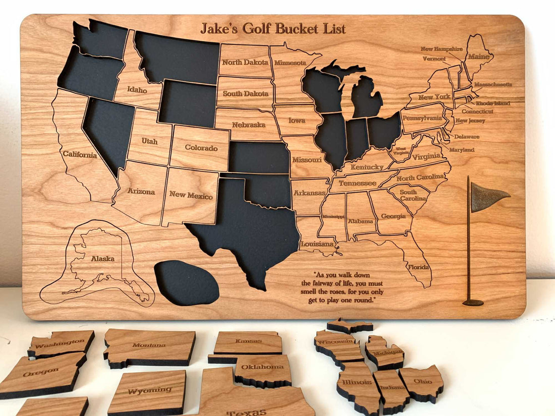 Golf In 50 States Tracker Wood Sign, Unique Gifts For Dad, Gift For Golfer