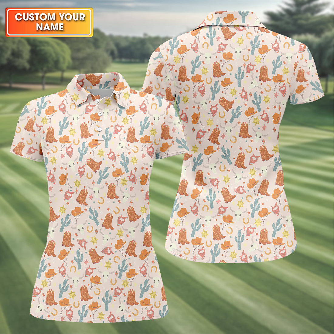 Yee Haw Western Golf Shirt, Cowgirl Golf Shirt, Cow Skull Shirt, Women Sleeveless Polo Shirt, Women's Polo Shirt