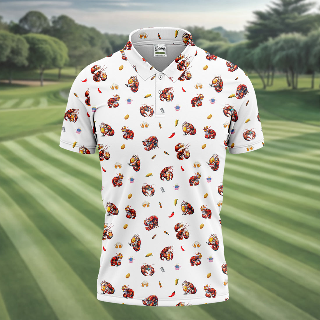 Lobster And Beer Golf Polo Shirt, Fun Golf Shirts For Men, Polo Shirts For Men, Golfing Apparel