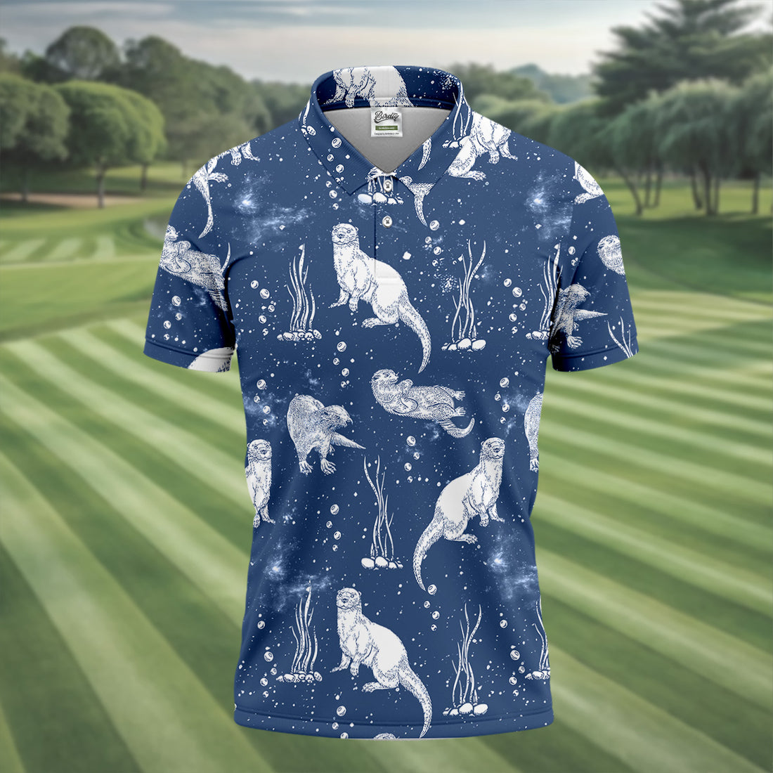 Adorable Otter Ocean Vibe Tropical Golf Shirts, Men's Funny Golf Shirts, Gift For Animal Lovers