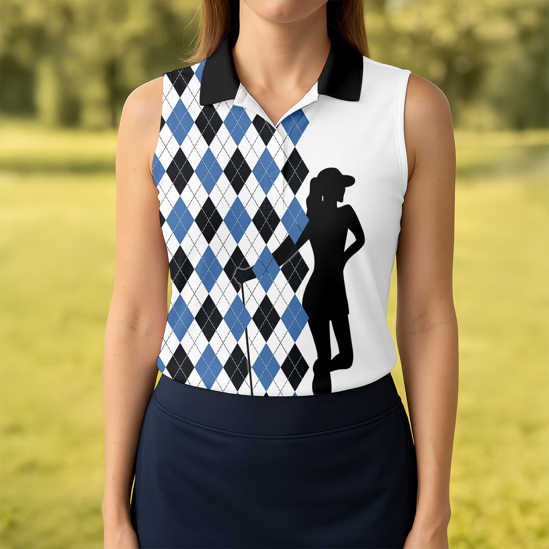I Was One Under Today Blue Black Argyle Fun Womens Golf Shirts, Ladies Golf Tops, Unique Gift For Golfer