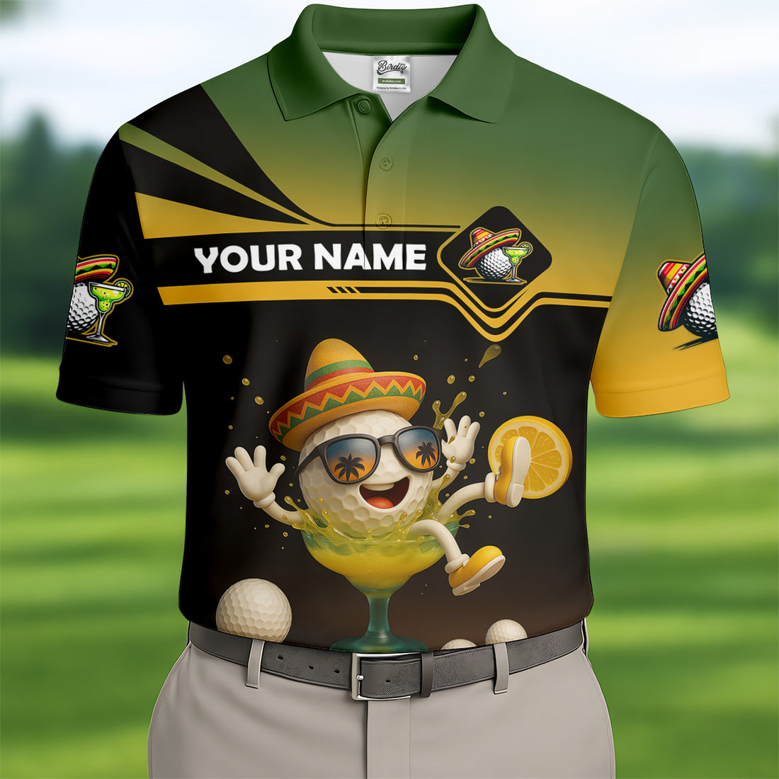 Cinco de Mayo Golf Shirt, Sombrero And Margarita Fun Golf Shirts For Men, Cool Golf Gift, Polo For Men