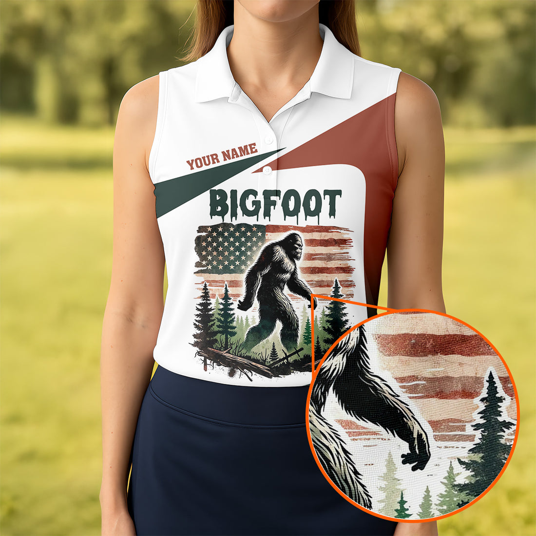 Not All Who Wander Are Lost Bigfoot Golf Shirt, Ladies Patriotic Golf Shirts, Women's Golf Tops