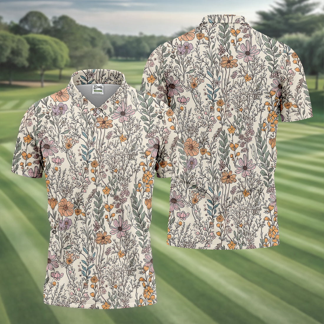 Foliage Floral Golf Tops For Men, Gifts For Golf Lovers, Polo Shirts For Men, Golfing Apparel