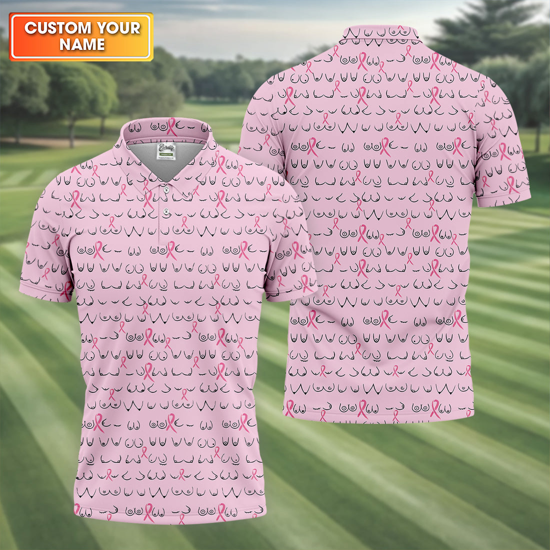 Breast Cancer Golf Shirt, Pink Golf Shirt Men, Fun Golf Shirts For Men, Cute Golf Shirt, Fun Golf Shirt