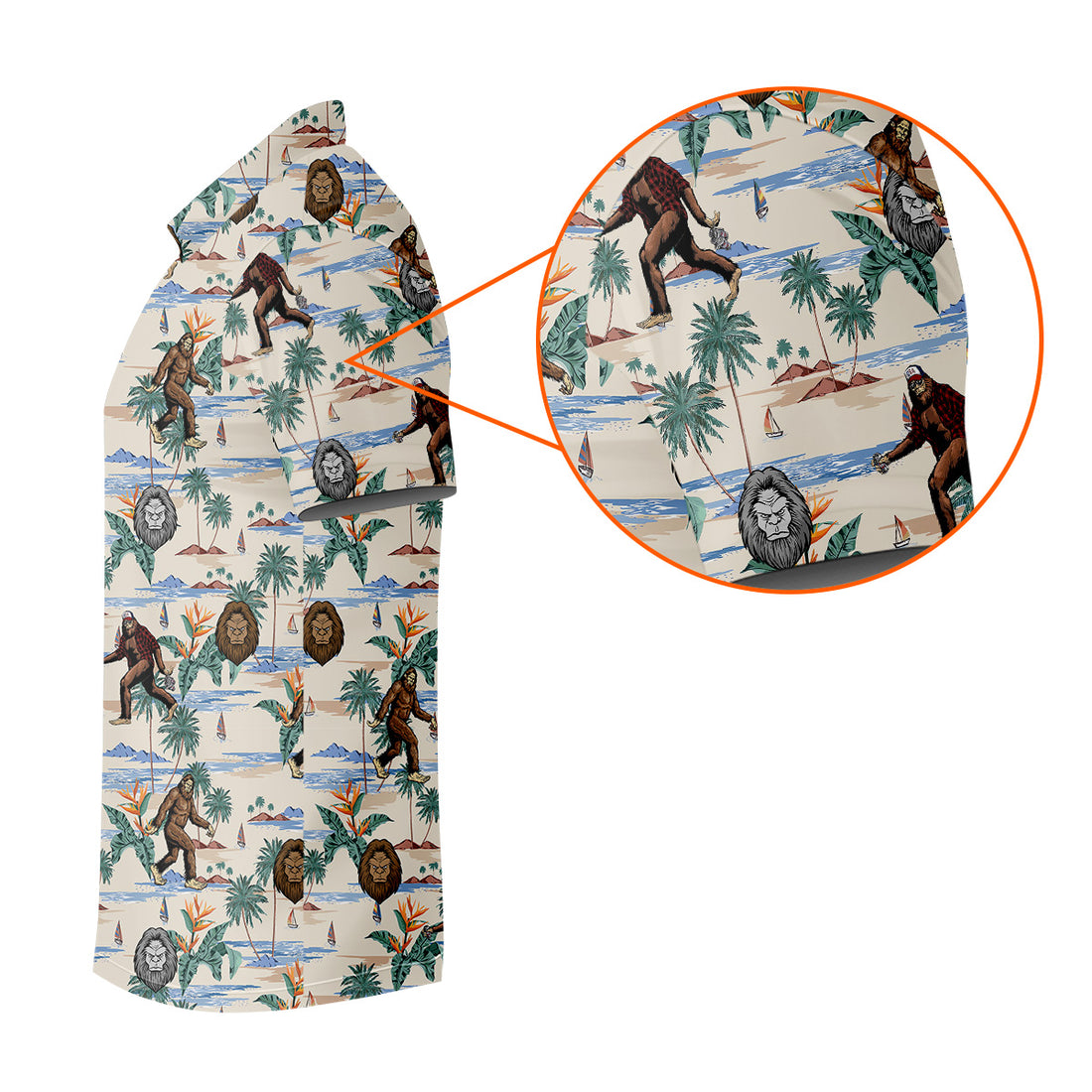 Funny Sasquatch Tropical Golf Shirts, Fun Men's Golf Polos, Hawaiian Golf Shirts, Golfing Apparel