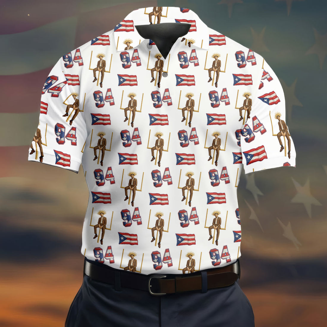 Bad Bunny Benito Bowl Football Theme White Men Polo, American Football League Gift Ideas For Football Fans
