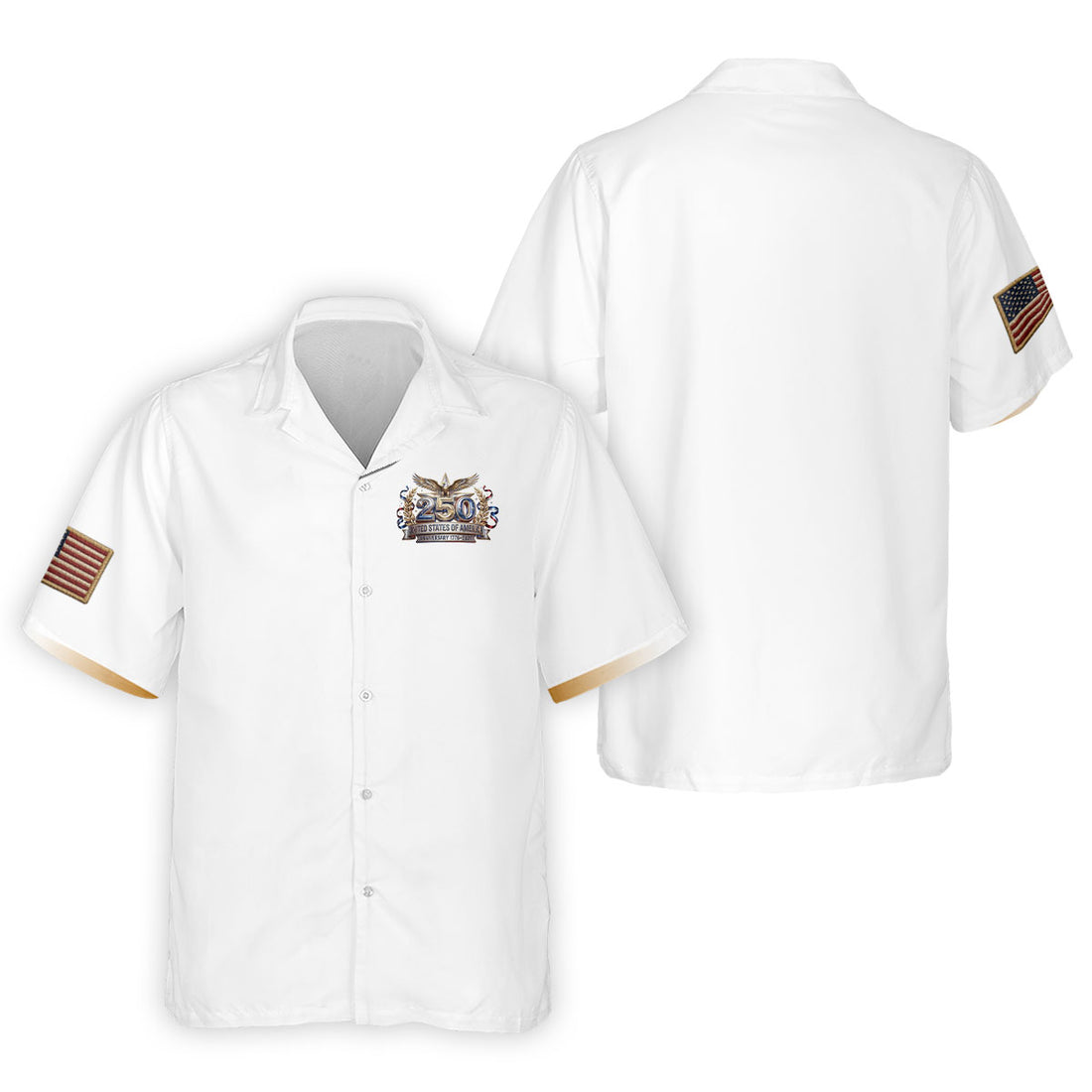 250 Years USA Anniversary 1776-2026 Men's Golf Polo Shirt, America Patriotic Men's White Polo