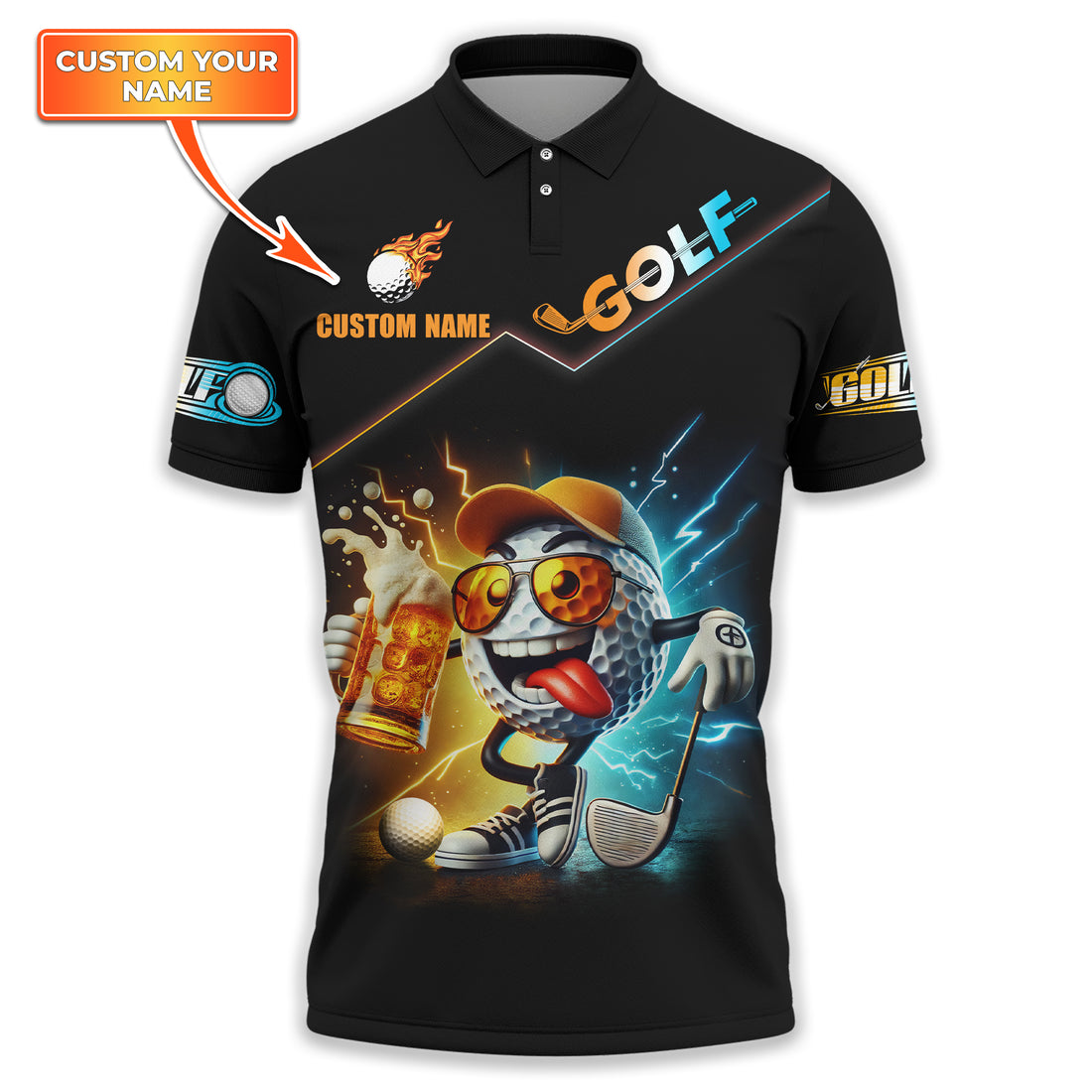 Custom Men's Golf Polo Shirt, Golfing Apparel, Funny Beer Golf Shirt, Gift For Golfers