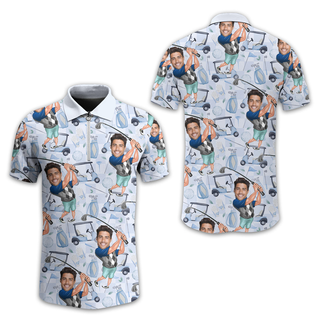 Custom Face Golf Polo Shirt, Gift For Golfers, Golf Gift For Men