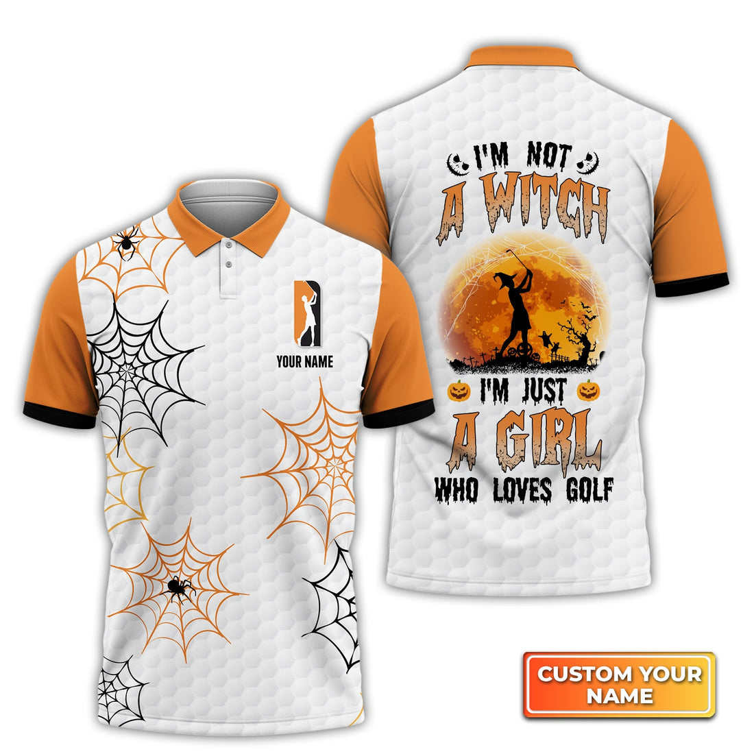 I'm Not A Witch I'm Just A Girl Who Loves Golf - Personalized Name 3D Polo Shirt For Golfers