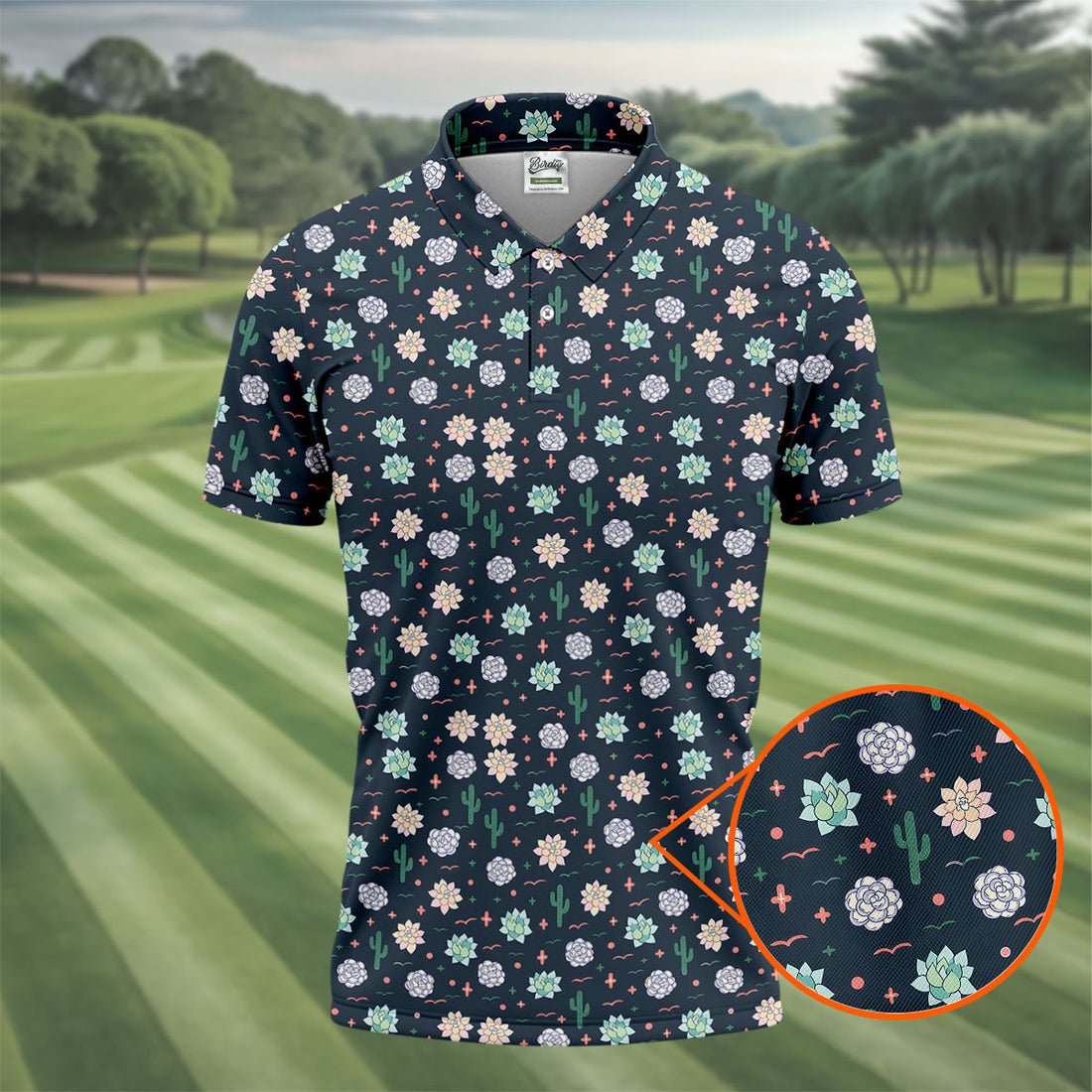 Boho Succulent And Cactus Hawaiian Golf Shirt, Mens Golf Polo, Printed Golf Shirts